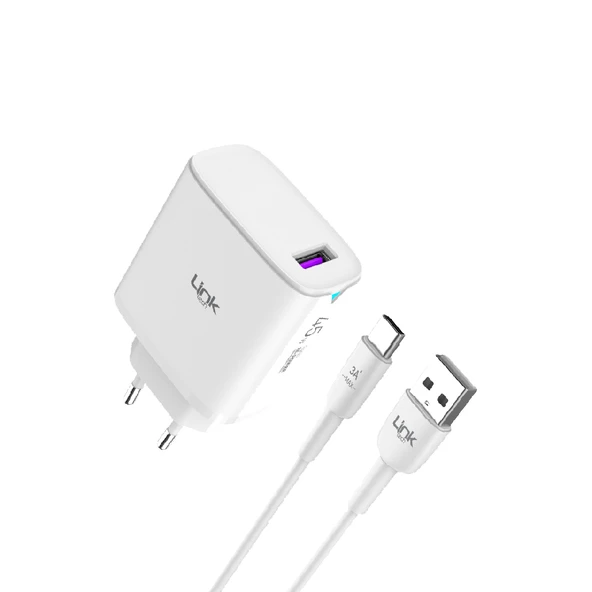 LinkTech C318 45W GaN QC3.0 USB-A to Type-C Kablolu Şarj Aleti Set - 2