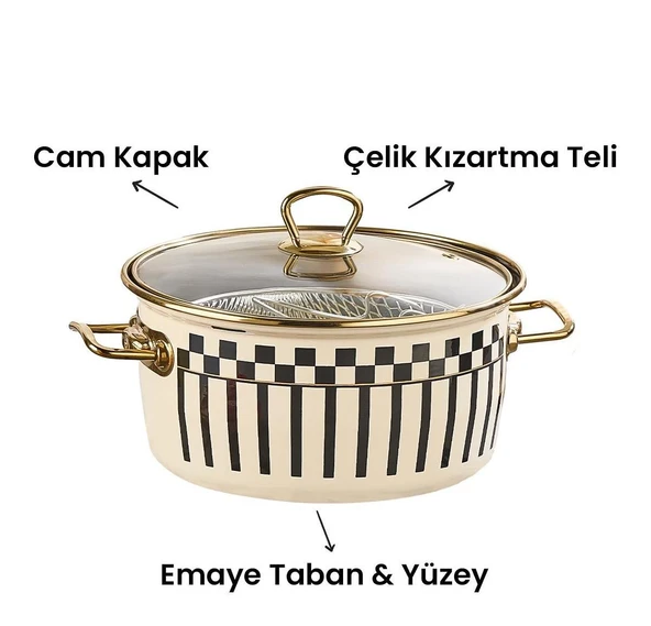 Prime Cream Emaye Kızartma Tenceresi – 22 CM - 3
