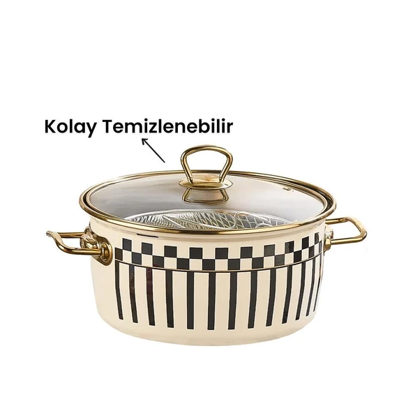 Prime Cream Emaye Kızartma Tenceresi – 22 CM - 4