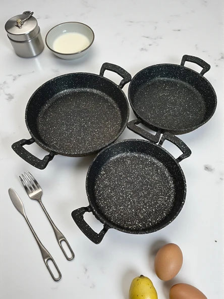 MyBru Döküm Omlet Tava 3'lü Set 18-20-22 Cm - 1