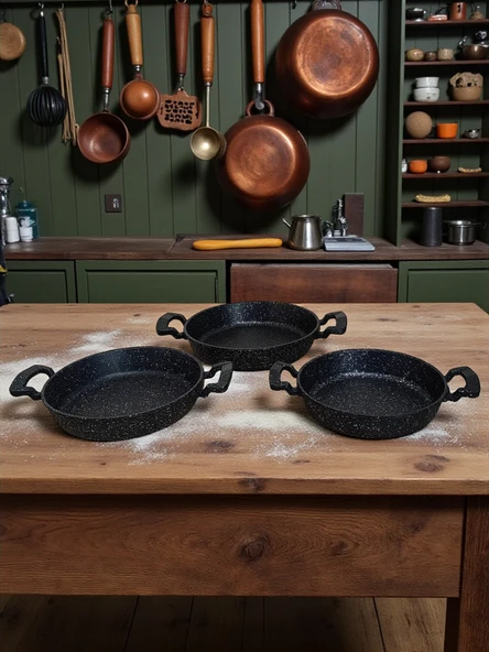 MyBru Döküm Omlet Tava 3'lü Set 18-20-22 Cm - 2