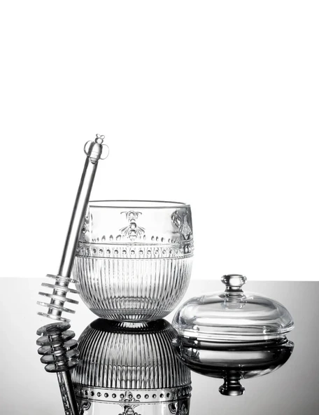 Madame Coco Abeille Kaşıklı Cam Bal Kavanozu - Şeffaf - 240 ml - 6