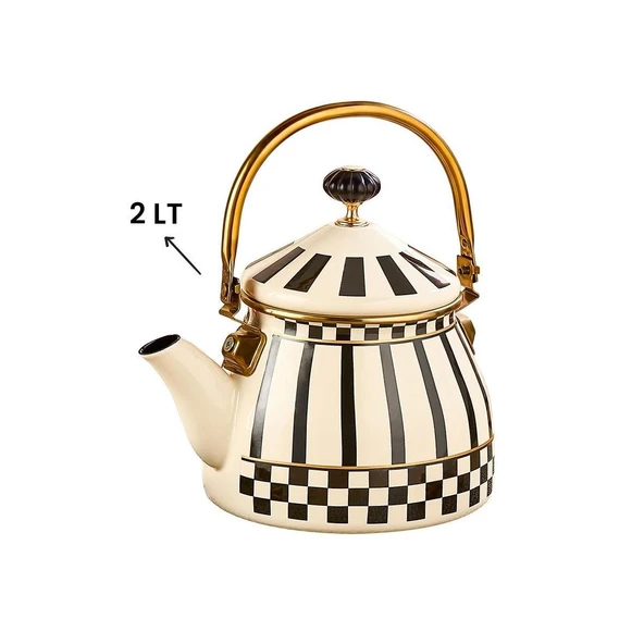 Prime Cream Emaye Bitki Çayı Demliği - Resim 3