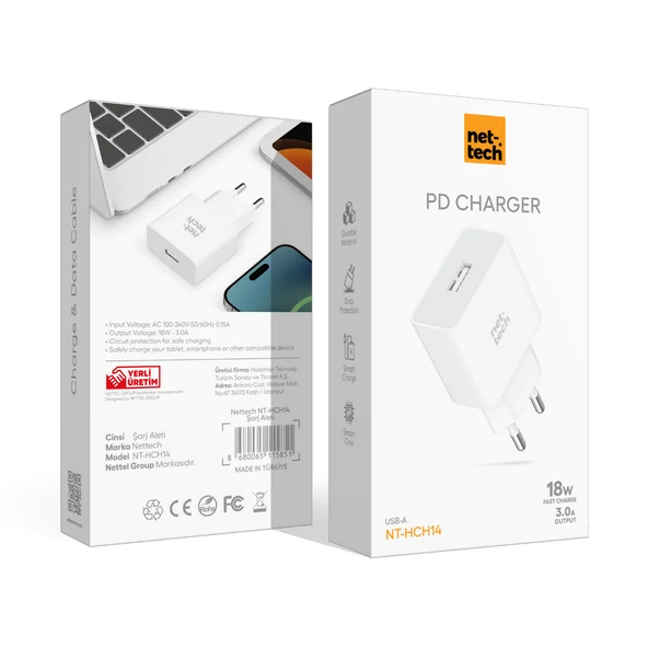 Nettech NT-HCH14 18W 3000 mAh Şarj Aleti (Beyaz) - Resim 3