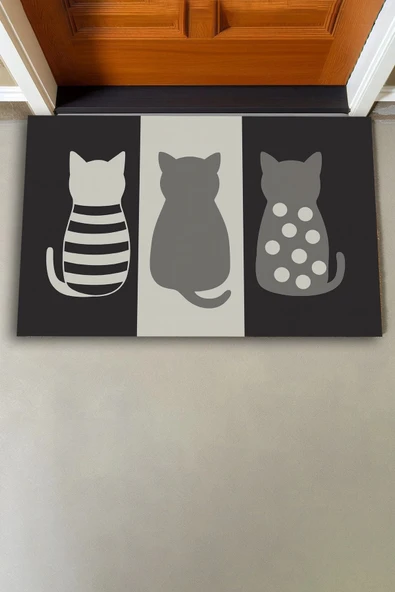 Valerine Life Patimal Kapı Nöbeti Welcome Hoş Geldiniz Gri Dijital Baskılı Kapı Önü Paspası 45x70cm - Resim 3