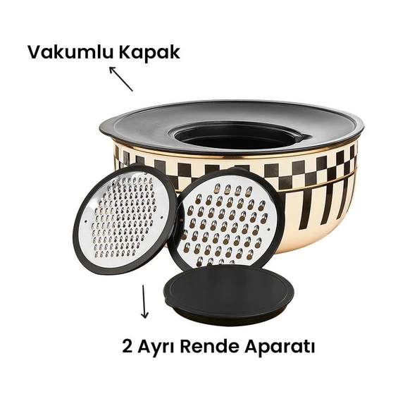 Prime Cream 5 Parça Rendeli Saklama ve Karıştırma Kabı – 24 CM - 4