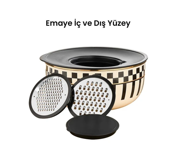 Prime Cream 5 Parça Rendeli Saklama ve Karıştırma Kabı – 24 CM - 5