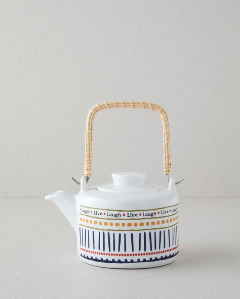 English Home Wordy Porselen Demlik 850 ml Beyaz - Lacivert - 1