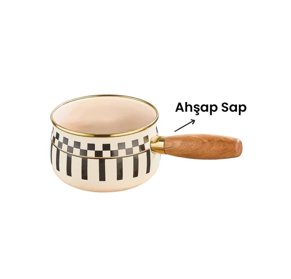 Prime Cream Emaye Ahşap Saplı Sosluk / Sütlük – 14 CM - 4