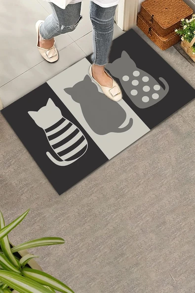 Valerine Life Patimal Kapı Nöbeti Welcome Hoş Geldiniz Gri Dijital Baskılı Kapı Önü Paspası 45x70cm - Resim 2