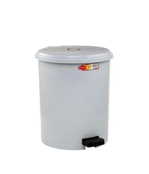 Omnipazar SY-4232 Gri Pedallı Yuvarlak Çöp Kovası İç Kovalı 25 Litre - 1
