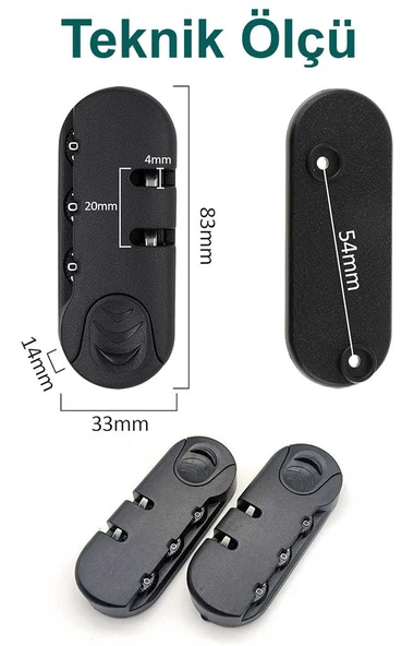 Hafif & Güvenli 3 Haneli Valiz Şifresi 2 Adet - Resim 3