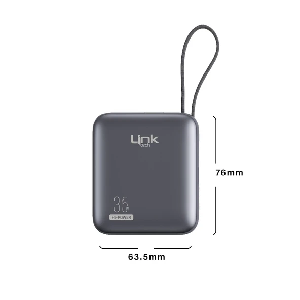 LinkTech PD35 Premium 10000 mAh 35W Süper Hızlı Dahili Kablolu Powerbank - 3