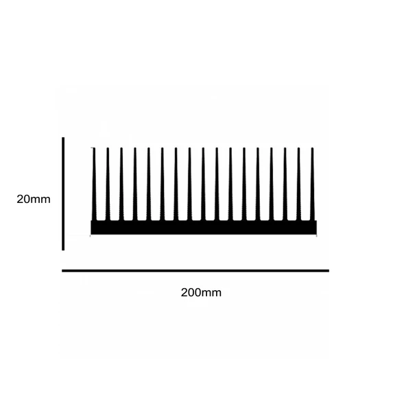 Alüminyum Soğutucu Blok 20x200mm Isı Emici 1 Metre LED Aydınlatma Devre Soğutma Profil Kanal Eloksallı 9197 - Resim 2