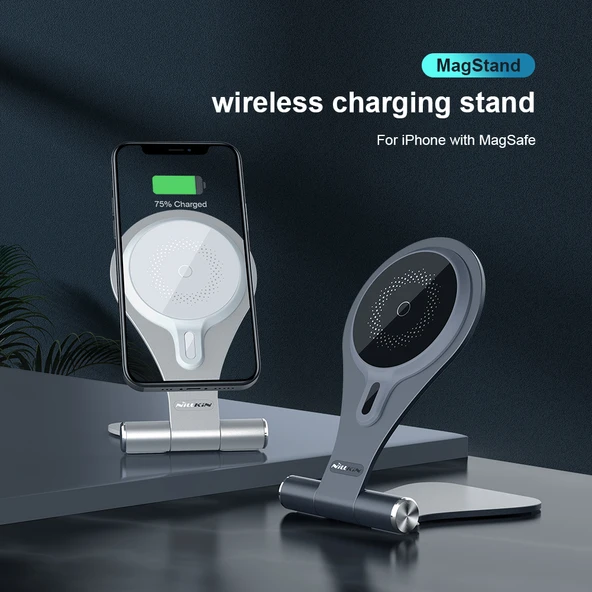 Nillkin NKT11 MagStand 15W Kablosuz Şarj Cihazı Katlanır Masa Üstü Stand - 5