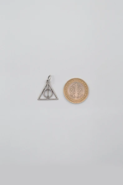 Minimal Harry Potter Ölüm Yadigarları Kolye Ucu - Antik Gümüş Kaplama - Kadın Erkek - 3