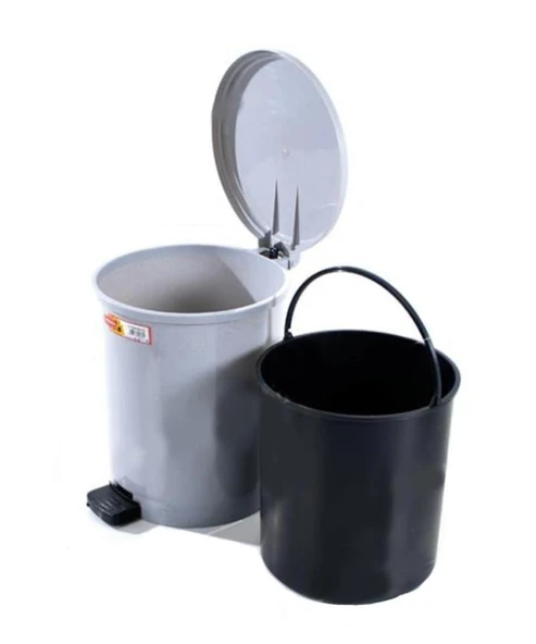 Omnipazar SY-4232 Gri Pedallı Yuvarlak Çöp Kovası İç Kovalı 25 Litre - 3