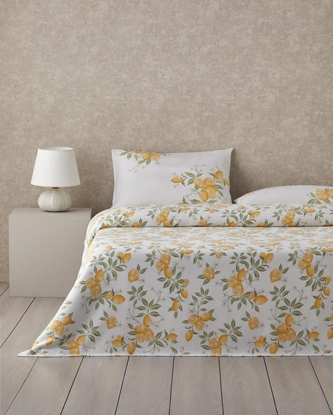 English Home Amalfi Breeze Baskılı Tek Kişilik Pike Takımı 150x220 cm Sarı - 1