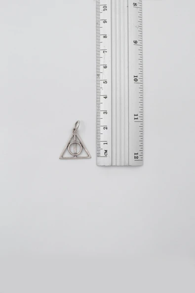 Minimal Harry Potter Ölüm Yadigarları Kolye Ucu - Antik Gümüş Kaplama - Kadın Erkek - 2