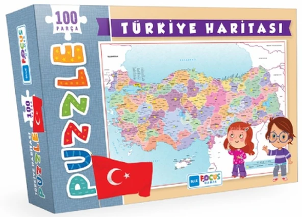 Blue Focus Türkiye Haritası - Puzzle 100 Parça ürün görseli