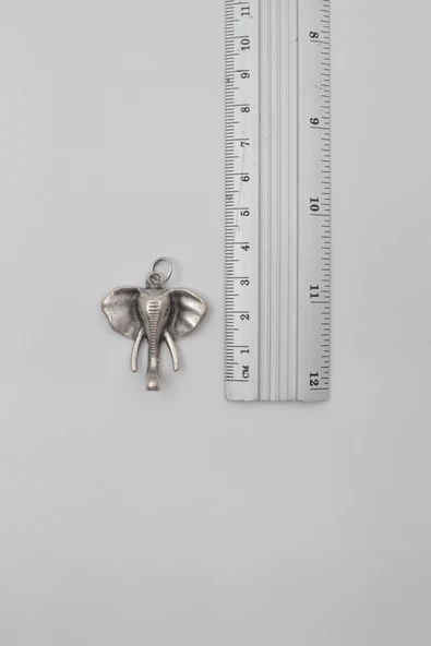 Fil Kafası KolyeKolye Ucu - Antik Gümüş Kaplama - Kadın Erkek - Resim 2