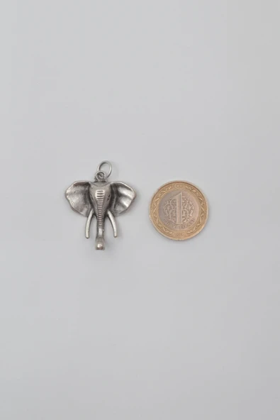 Fil Kafası KolyeKolye Ucu - Antik Gümüş Kaplama - Kadın Erkek - Resim 3