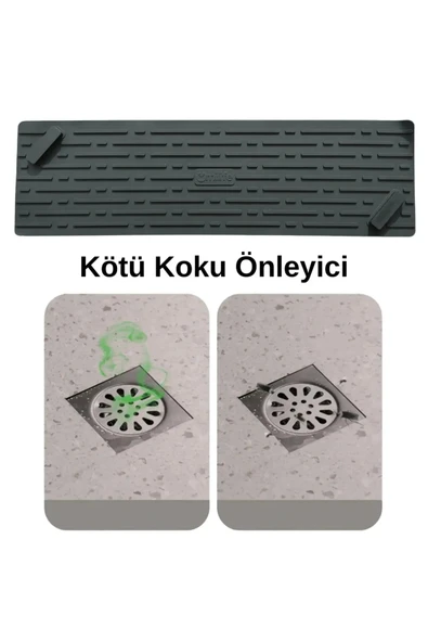 Siyah Renk Uzun Model Kötü Koku Önleyici Silikon Mat Banyo Mutfak Lavabo Balkon Gider Tıpası Kapağı - 7