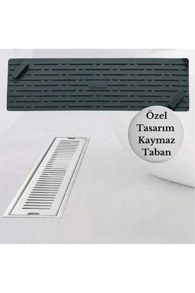 Siyah Renk Uzun Model Kötü Koku Önleyici Silikon Mat Banyo Mutfak Lavabo Balkon Gider Tıpası Kapağı - 6