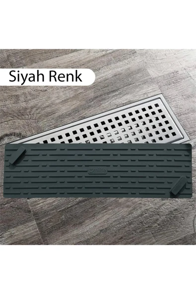 Siyah Renk Uzun Model Kötü Koku Önleyici Silikon Mat Banyo Mutfak Lavabo Balkon Gider Tıpası Kapağı - 5