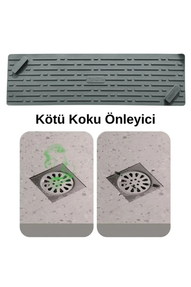 GRİ Renk Uzun Model Kötü Koku Önleyici Silikon Mat Banyo Mutfak Lavabo Balkon Gider Tıpası Kapağı - 7
