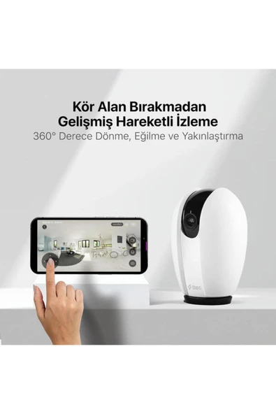 Wizi Pro Full HD 3MP Çif Yönlü Görüşmeli 360 Derece Tak Çalıştır Wi-Fi Akıllı Kamera - 3