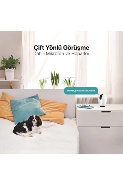 Wizi Pro Full HD 3MP Çif Yönlü Görüşmeli 360 Derece Tak Çalıştır Wi-Fi Akıllı Kamera - 6