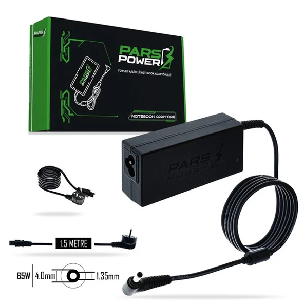 PARS POWER PRS-011 65W 19V 3.42A- 4.0*1.35MM Siyah ADAPTÖR - 1