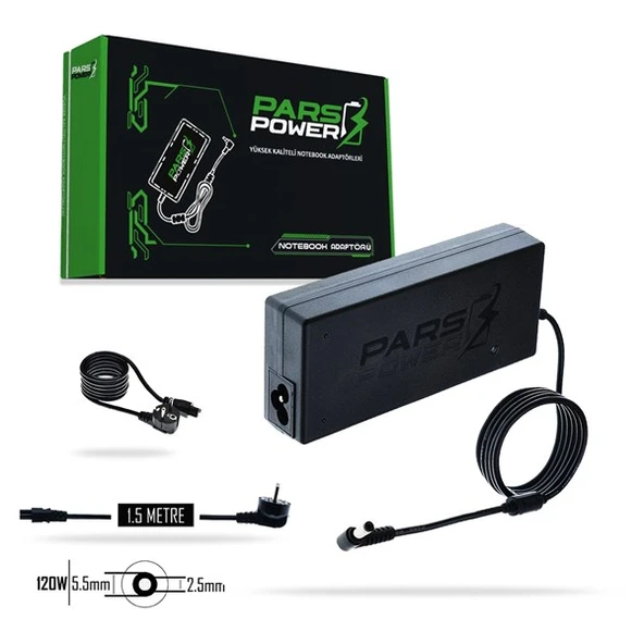 PARS POWER PRS-009 120W 19V 6.32A- 5.5*2.5MM Siyah ADAPTÖR - 1