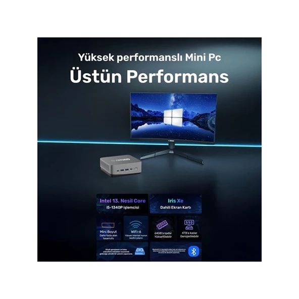 RAXIUS MP AD16 İ5 XE-134P001 CORE i5 1340P 16GB RAM 512GB NVME O/B UHD FDOS MINI PC - Resim 2