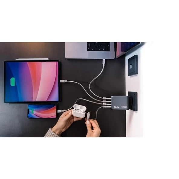 VERBATIM GNC-100 100W 4-Bağlantı Noktalı GaN Duvar Şarj Cihazı - Resim 4