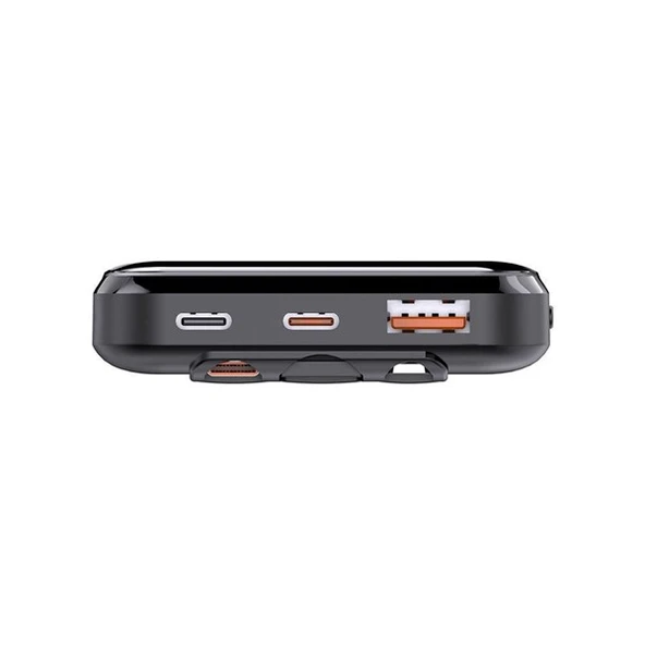 PowerBoost NIGHT 135B 10000mAh 22.5WDahiliKablo LCD GizliLED Siyah Taşınabilir Şarj Cihazı Powerbank - 7