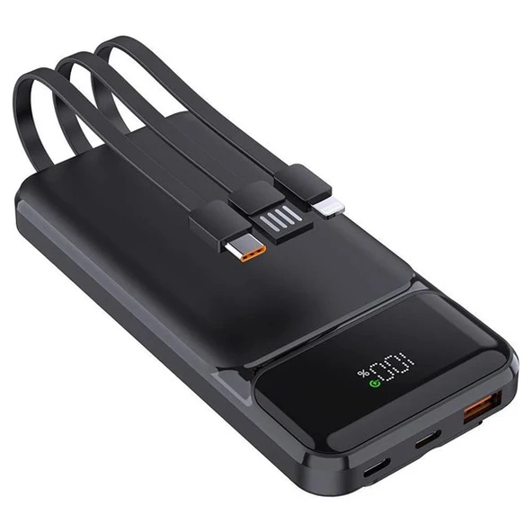 PowerBoost NIGHT 135B 10000mAh 22.5WDahiliKablo LCD GizliLED Siyah Taşınabilir Şarj Cihazı Powerbank - 2