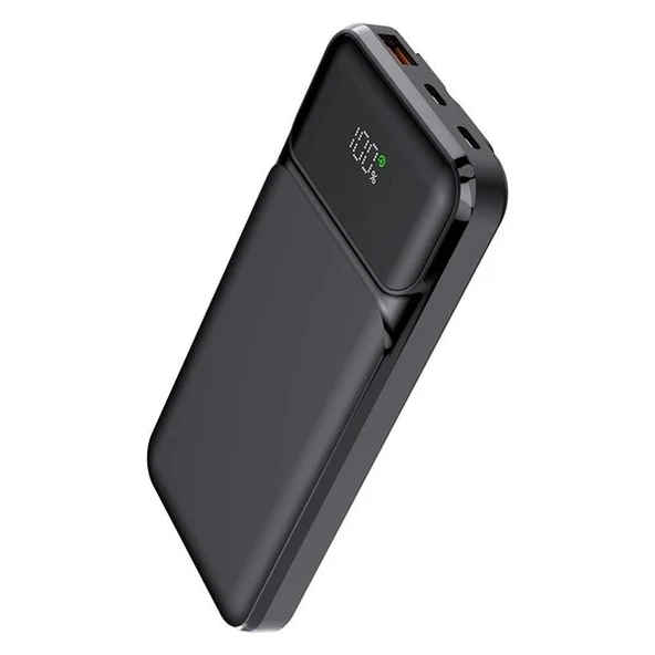 PowerBoost NIGHT 135B 10000mAh 22.5WDahiliKablo LCD GizliLED Siyah Taşınabilir Şarj Cihazı Powerbank - 4