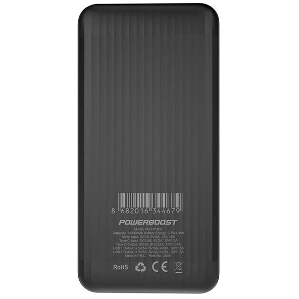 POWERBOOST PRIME 110B 10000mAh PD20W Type-C HSC22.5W Siyah Taşınabilir Şarj Cihazı Powerbank - 3