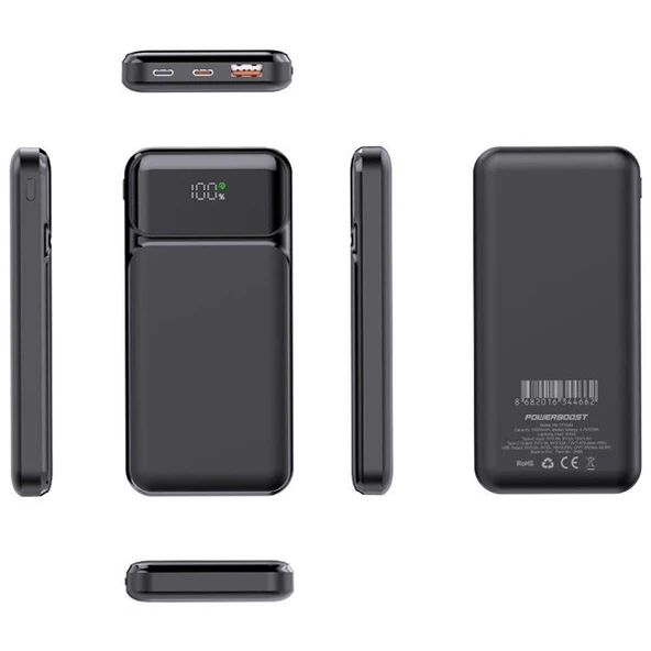 POWERBOOST NIGHT 105B 10000mAh 22.5W LCD Siyah Taşınabilir Şarj Cihazı Powerbank - 5