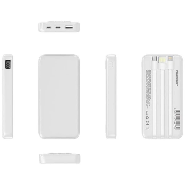 POWERBOOST PRIME 130W 10000mAh 22.5W Dahili Kablolu LCD Beyaz Taşınabilir Şarj Cihazı Powerbank - 5