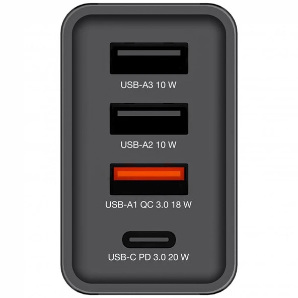 VERBATIM CHR-30EU1 30W 4 Bağlantı Noktalı USB Duvar Şarj Cihazı - Siyah - Resim 2