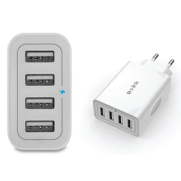 S-link Swapp SW-C8 5V 5.6A 4*USB Smart Port 2.4A Ev Şarj Adaptör - Resim 4