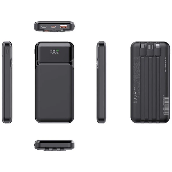 POWERBOOST NIGHT 125B 10000mAh 22.5W Dahili Kablolu LCD Siyah Taşınabilir Şarj Cihazı Powerbank - 3