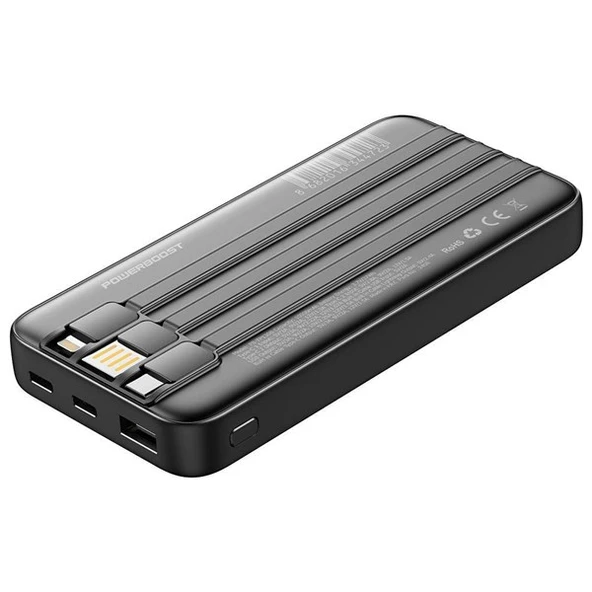 POWERBOOST PRIME 130B 10000mAh 22.5W Dahili Kablolu LCD Siyah Taşınabilir Şarj Cihazı Powerbank - 7