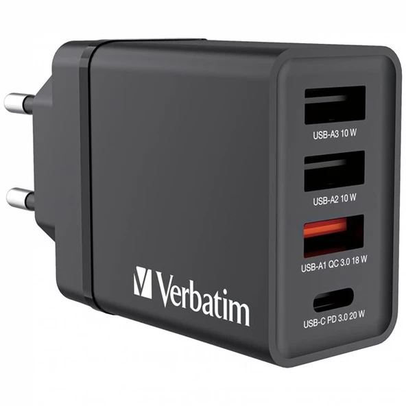 VERBATIM CHR-30EU1 30W 4 Bağlantı Noktalı USB Duvar Şarj Cihazı - Siyah ürün görseli