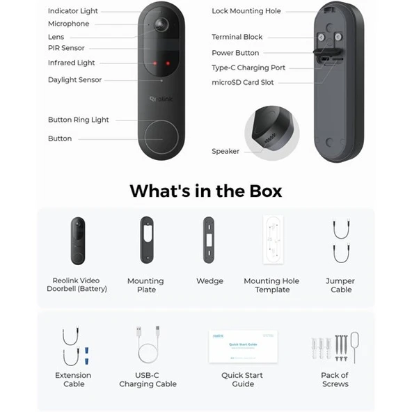 REOLINK 4MP WIFI Dorbell Bataryalı Kapı Zili PoE - 9