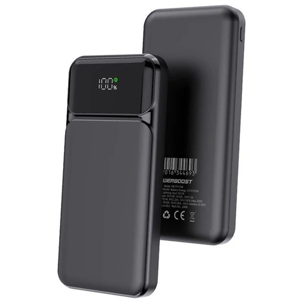 POWERBOOST NIGHT 115B 10000mAh 22.5W LCD GizliLED Siyah Taşınabilir Şarj Cihazı Powerbank - 2