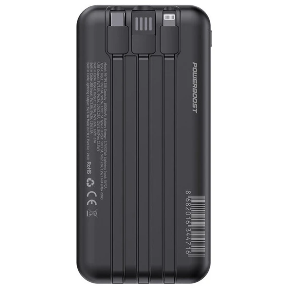 POWERBOOST NIGHT 125B 10000mAh 22.5W Dahili Kablolu LCD Siyah Taşınabilir Şarj Cihazı Powerbank - 2